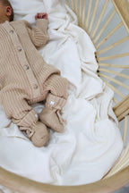 Organic Knitted Booties - Biscuit