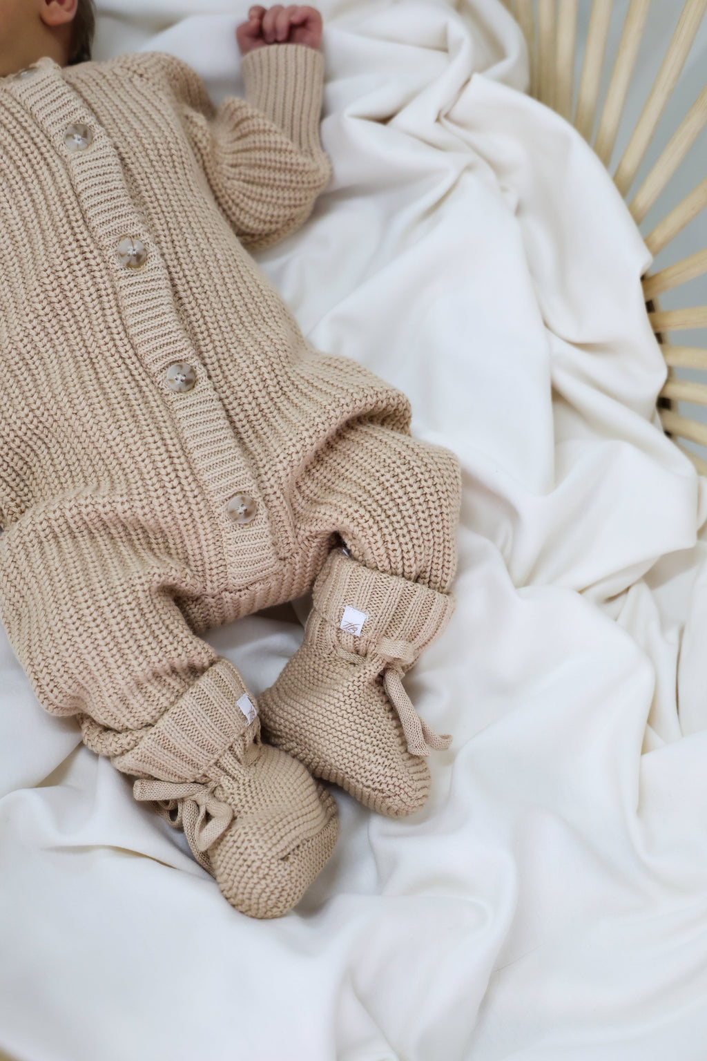 Signature Organic Chunky Knit Romper - Biscuit