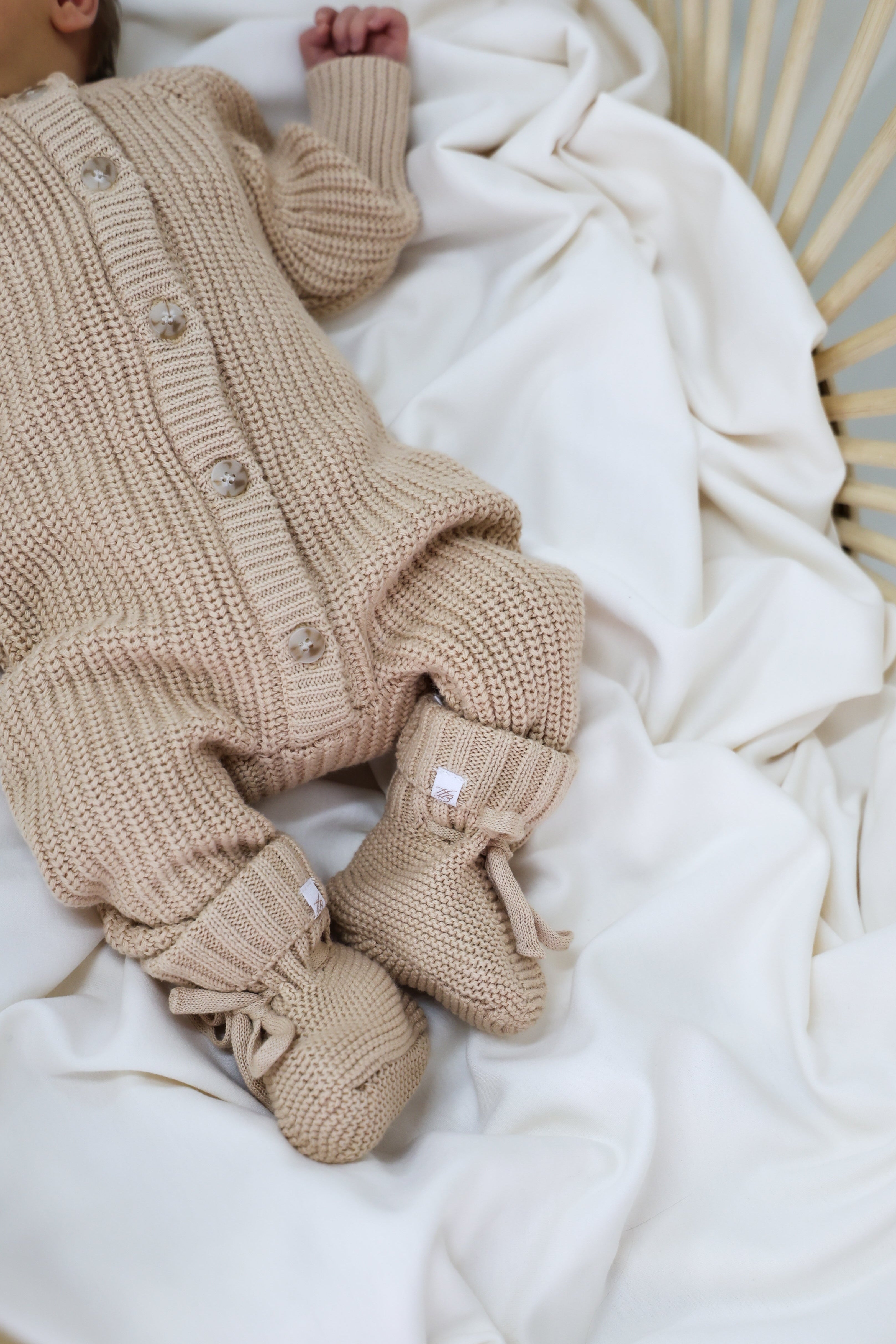 Signature Organic Chunky Knit Romper - Biscuit