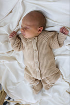Signature Organic Chunky Knit Romper - Biscuit