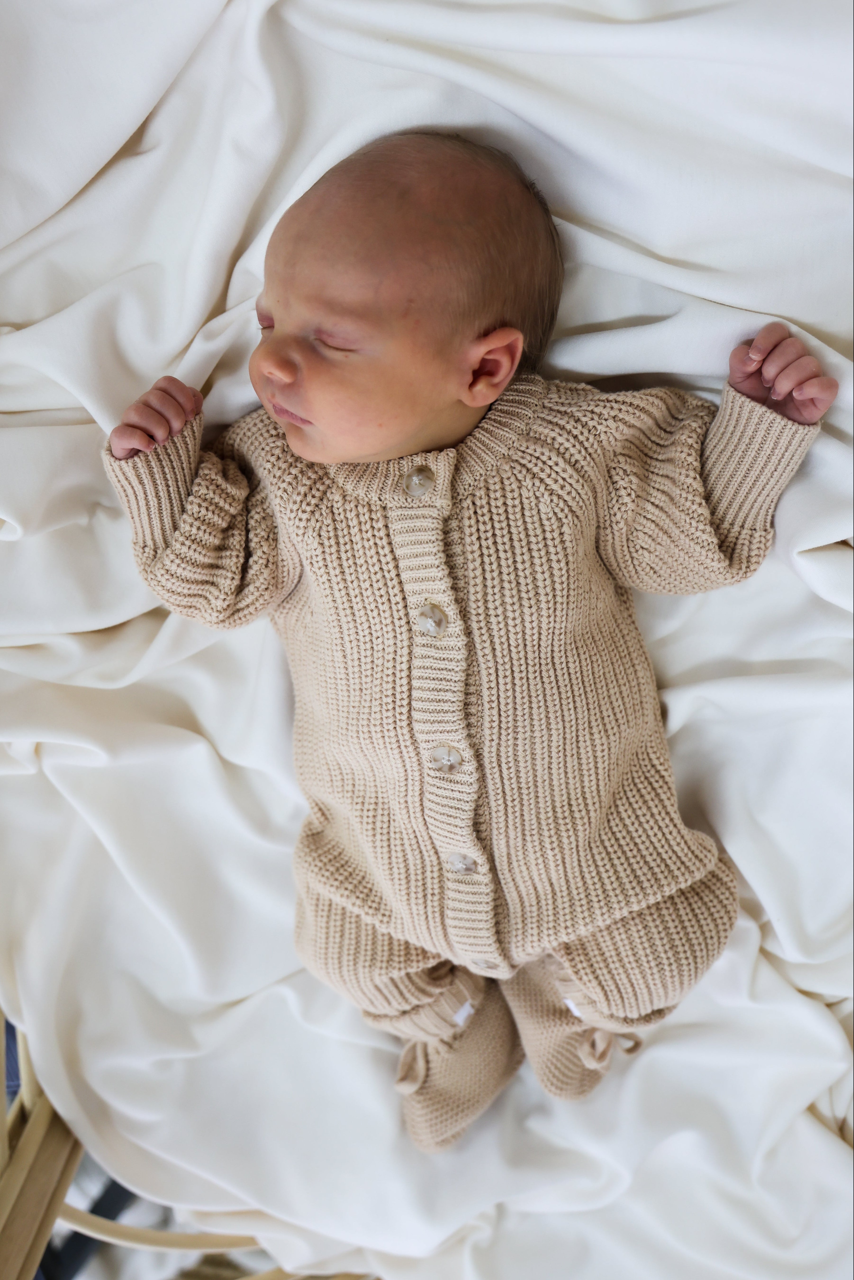 Signature Organic Chunky Knit Romper - Biscuit