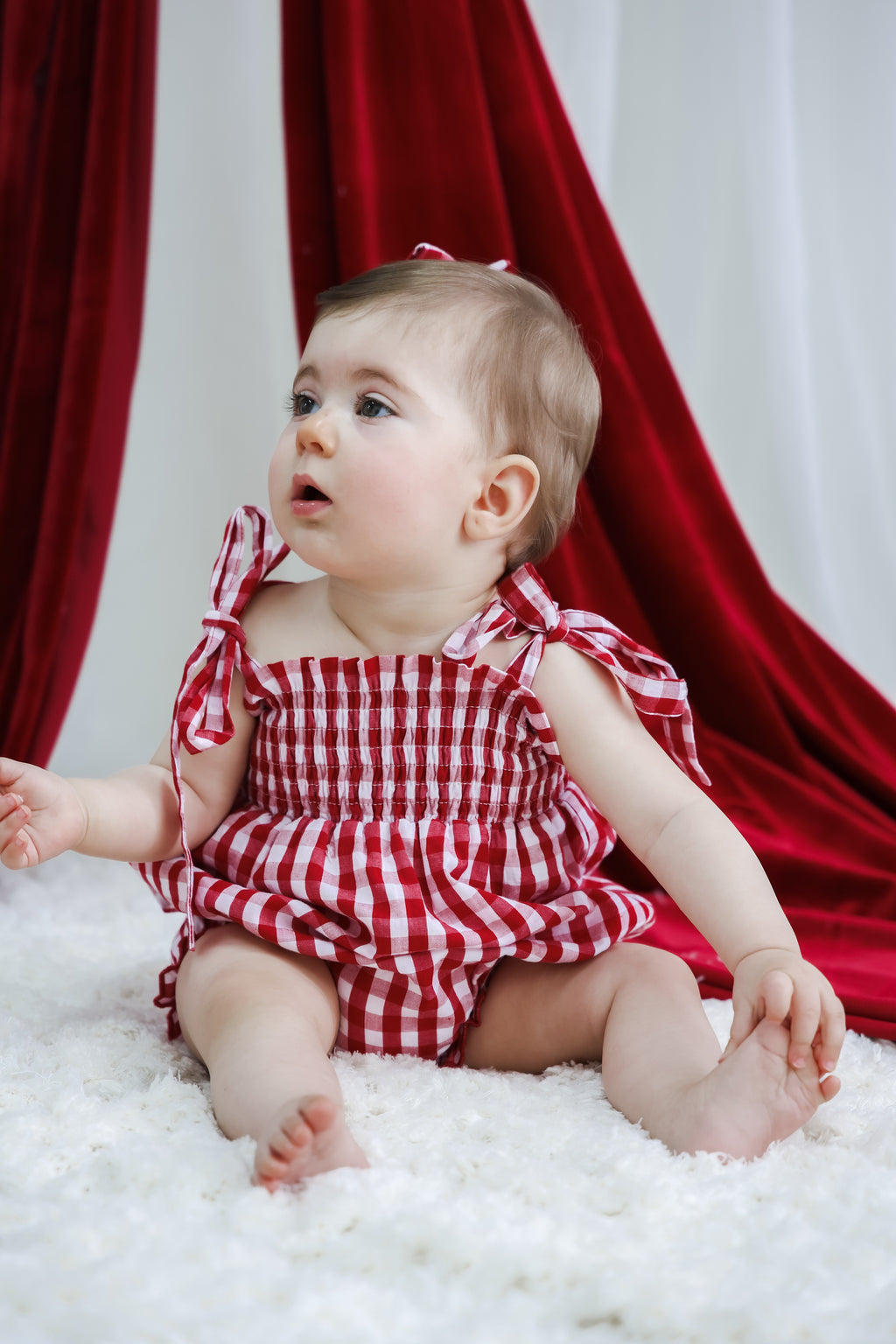Gingham Romper - Red | PREORDER