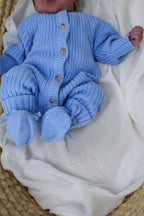Organic Knitted Booties - Bluebell