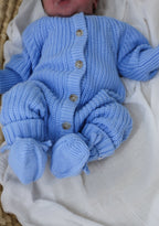 Signature Organic Chunky Knit Romper - Bluebell