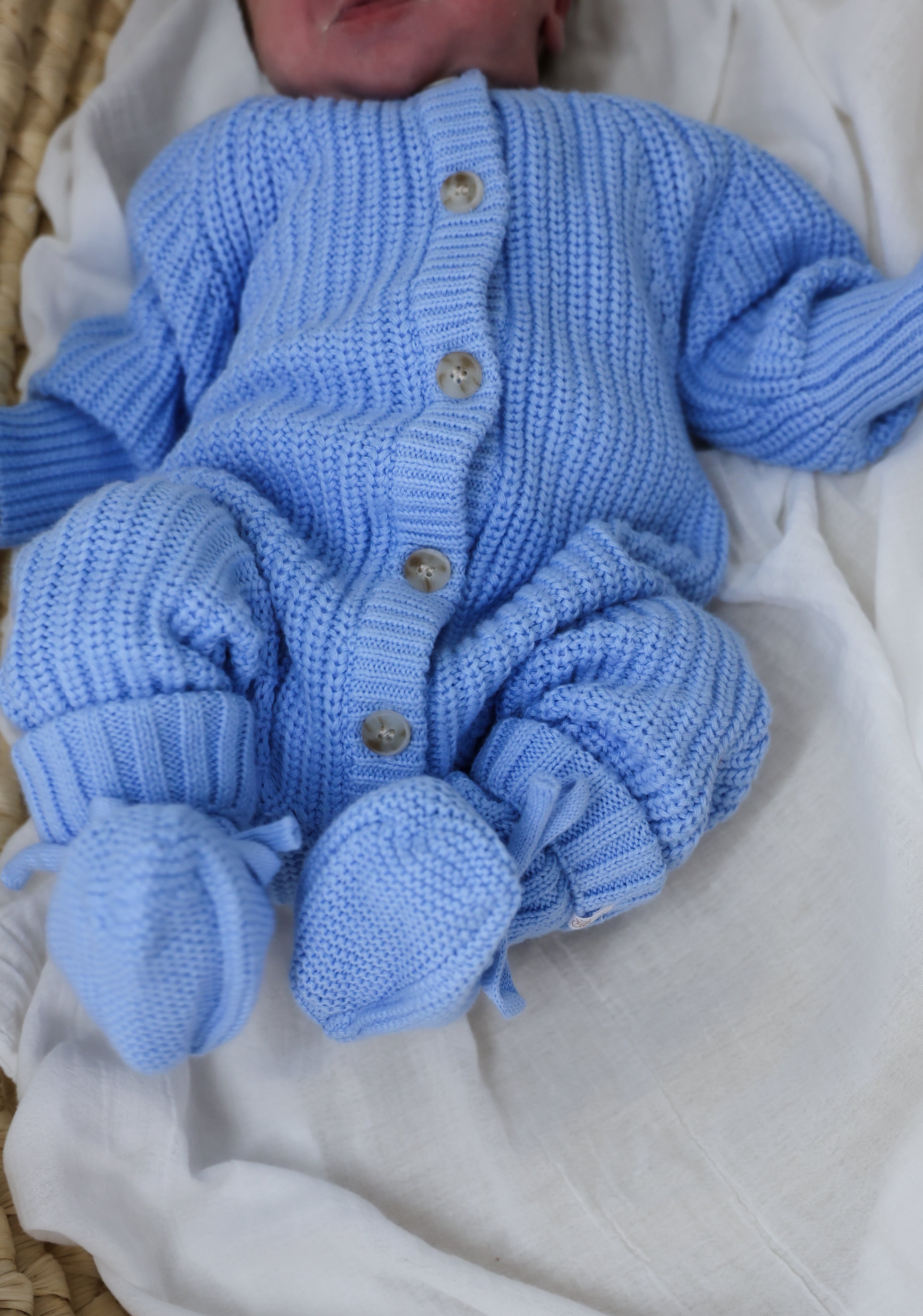 Signature Organic Chunky Knit Romper - Bluebell