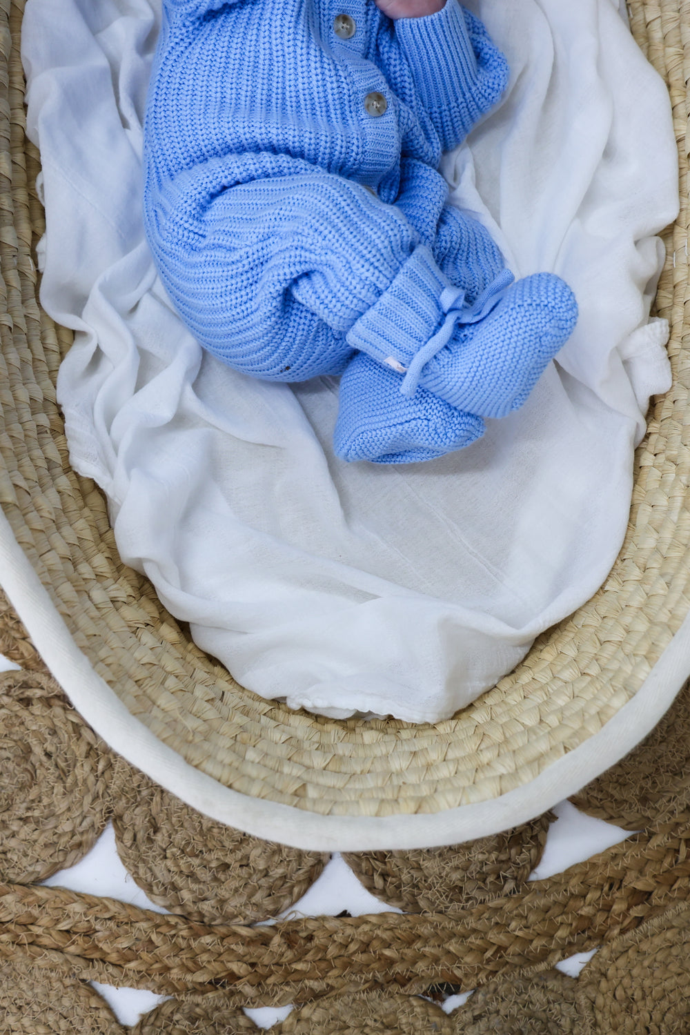 Organic Knitted Booties - Bluebell