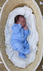 Signature Organic Chunky Knit Romper - Bluebell