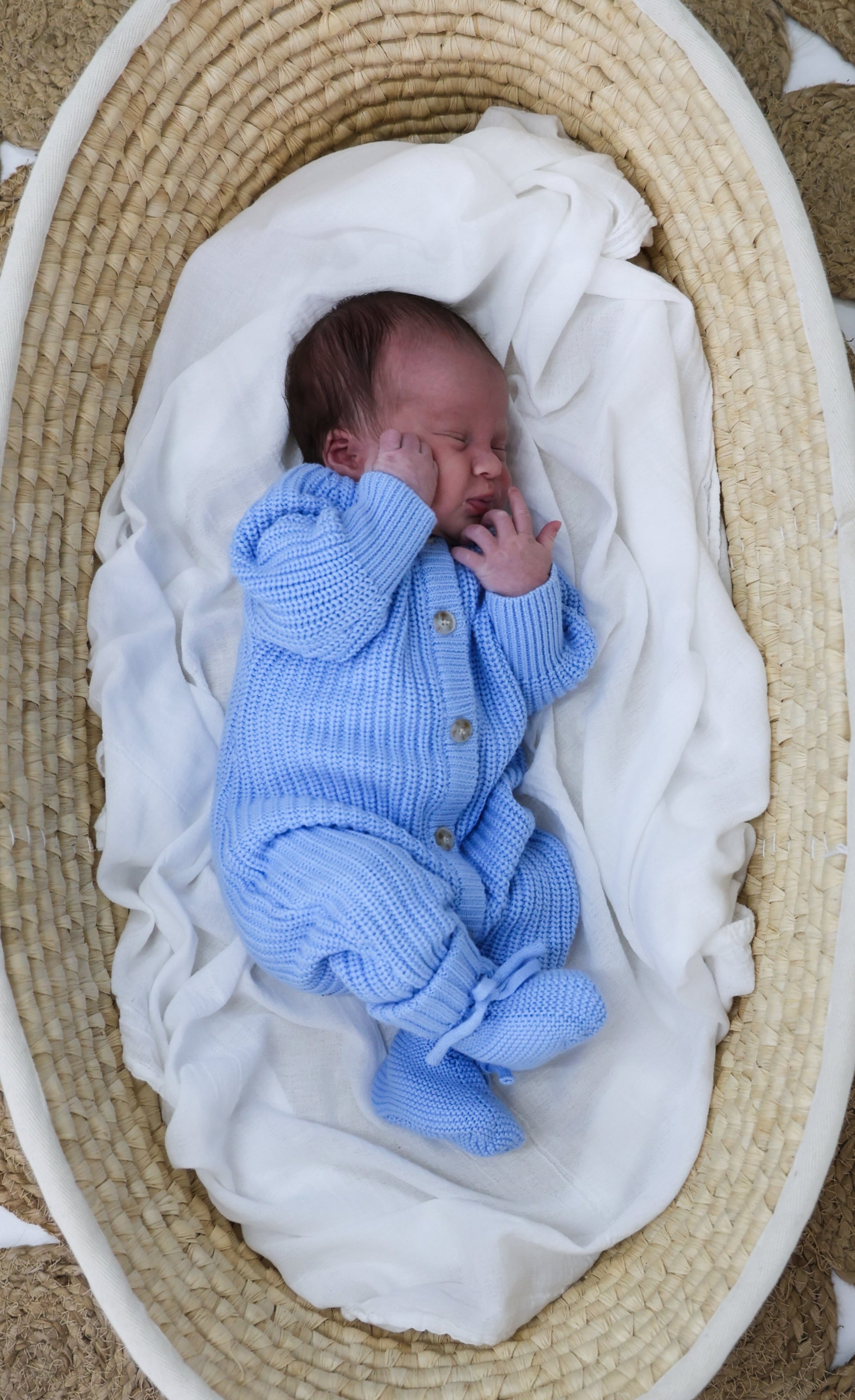 Signature Organic Chunky Knit Romper - Bluebell