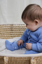 Organic Knitted Booties - Bluebell