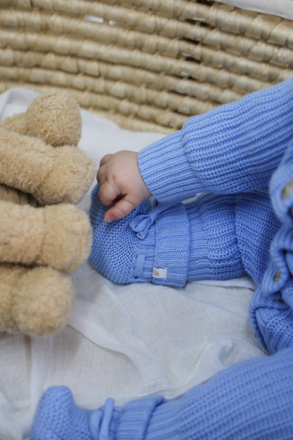 Organic Knitted Booties - Bluebell