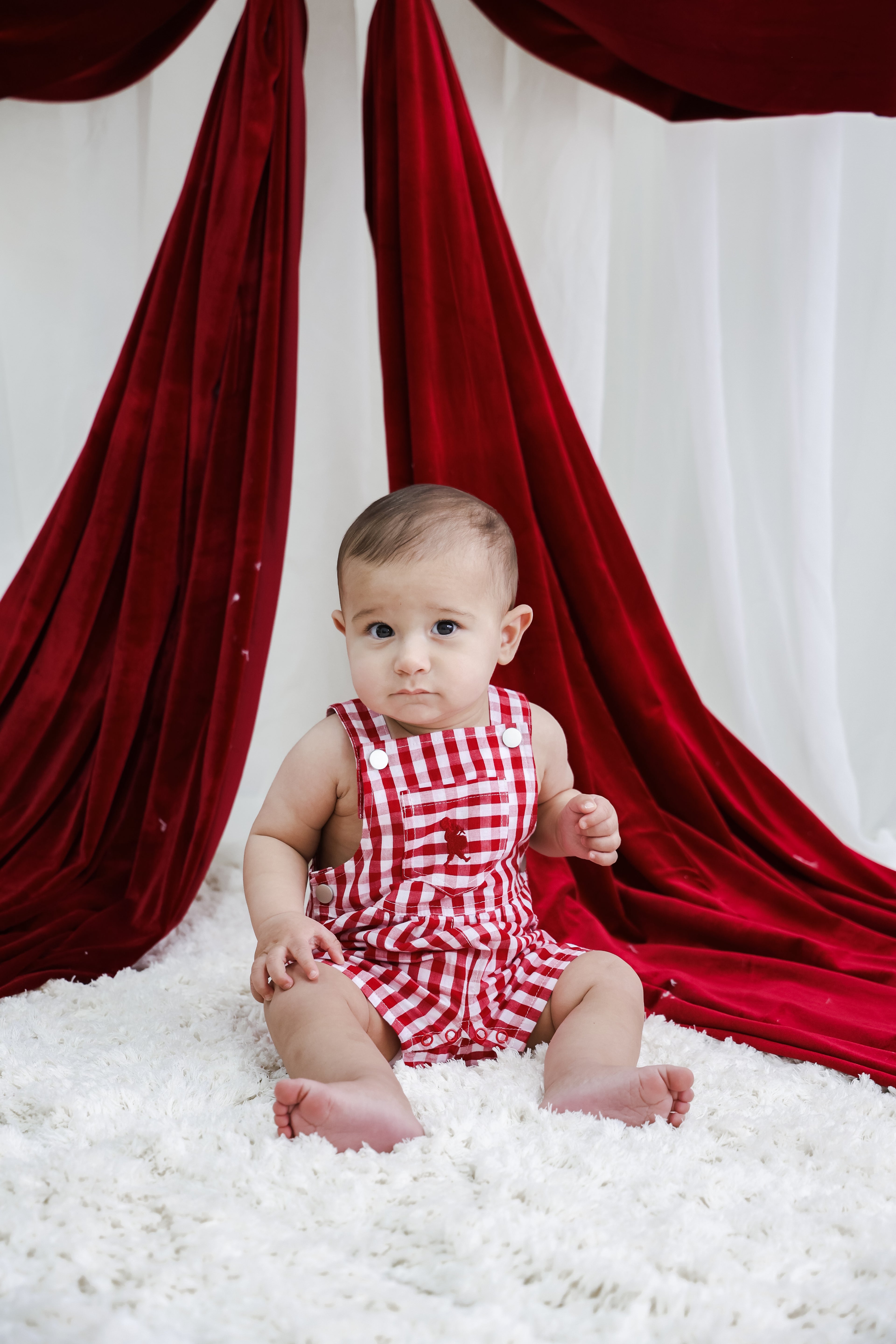 Gingham Overalls - Red | PREORDER
