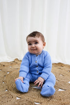 Organic Knitted Booties - Bluebell