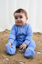 Signature Organic Chunky Knit Romper - Bluebell