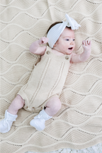 Cable Knit Romper - Biscuit
