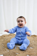 Organic Knitted Booties - Bluebell