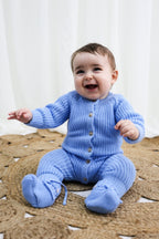 Signature Organic Chunky Knit Romper - Bluebell