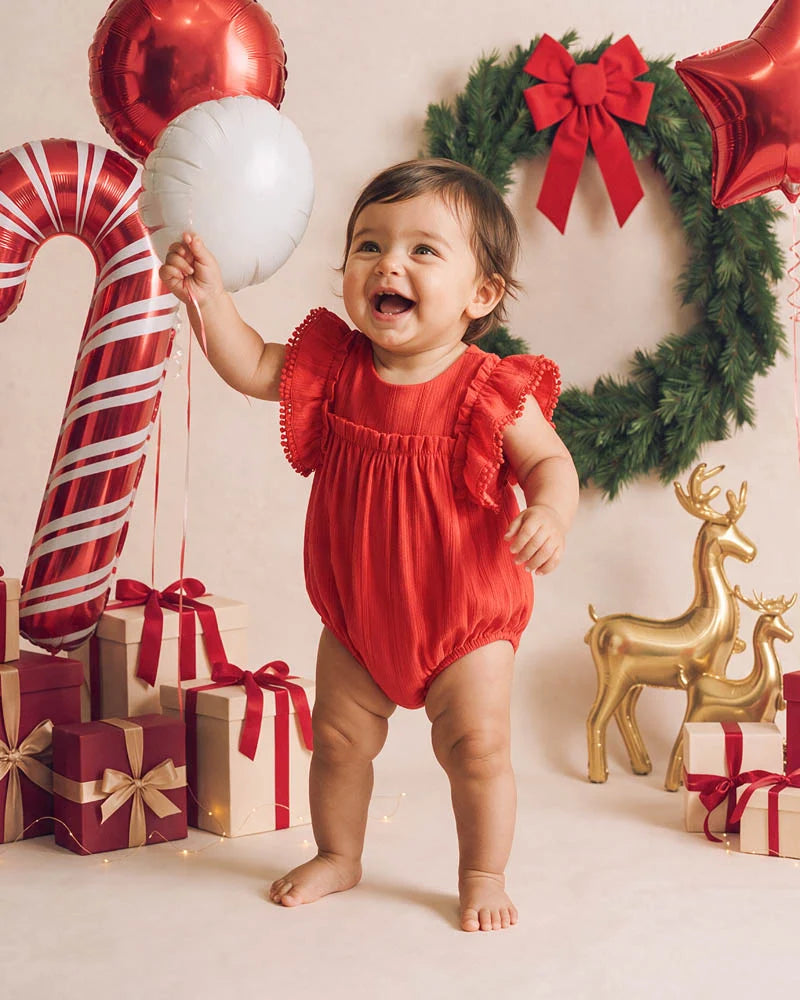 Festive Stripe Broidery Bodysuit