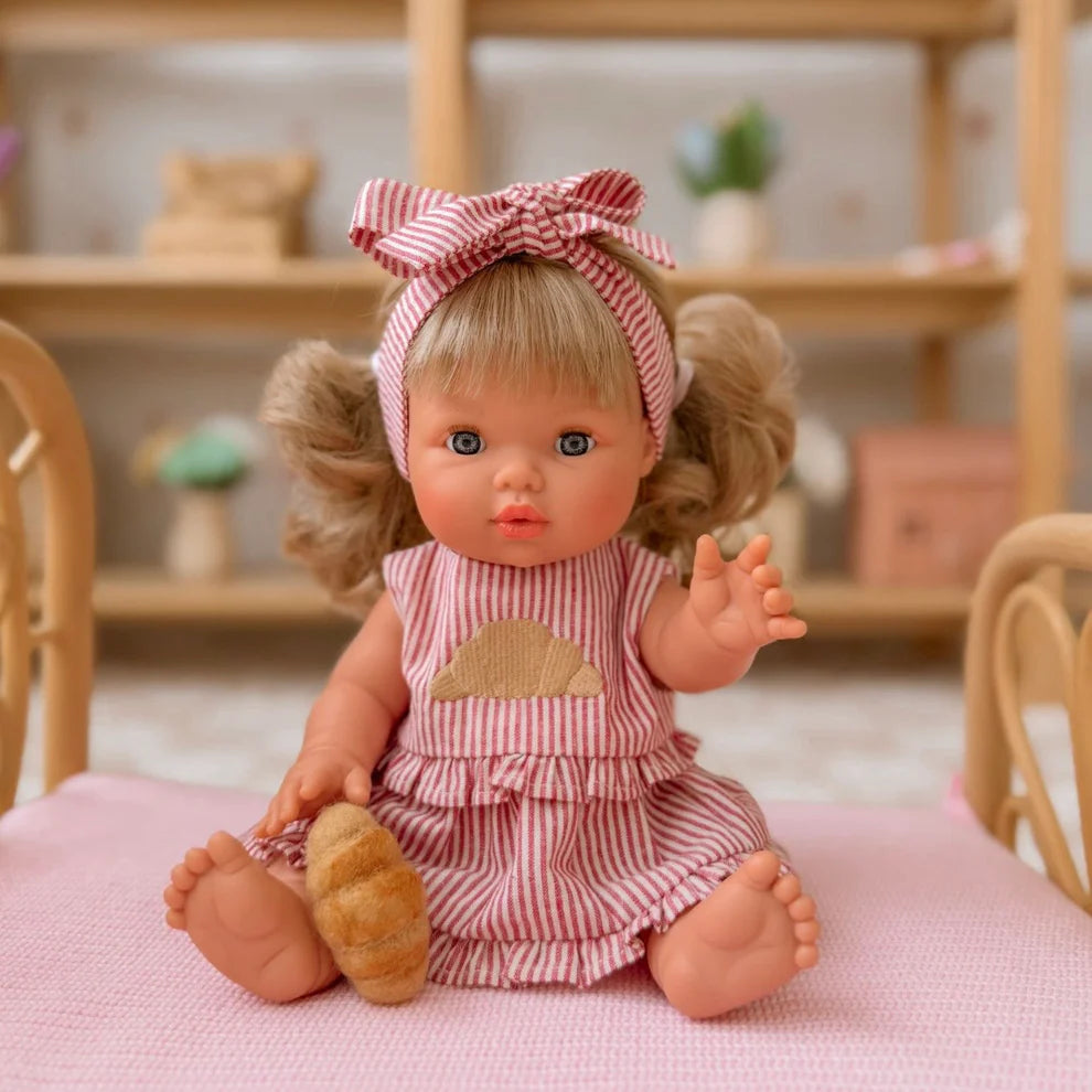 COMING SOON Doll Clothing - Red & Ivory Frilled Three-Piece Set with Croissant