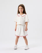 Scallop Hem Strawberry Skirt