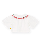 Scallop Collar Strawberry Cropped Blouse