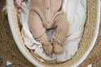 Organic Knitted Booties - Biscuit