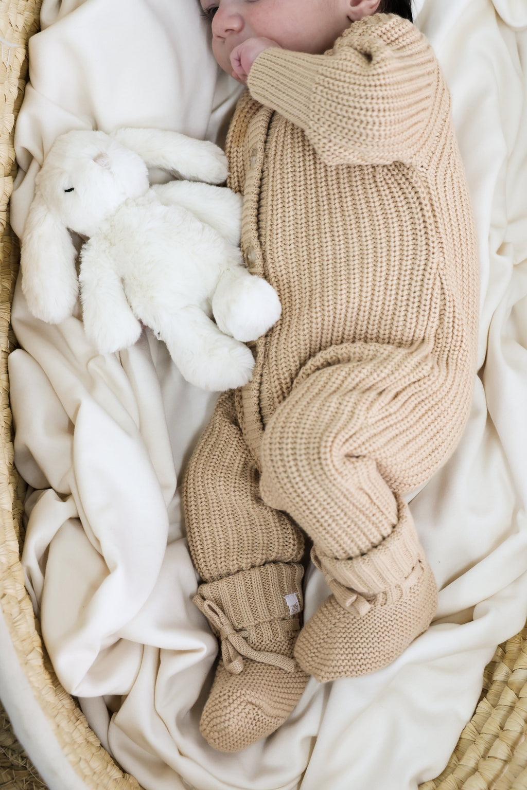 Signature Organic Chunky Knit Romper - Biscuit