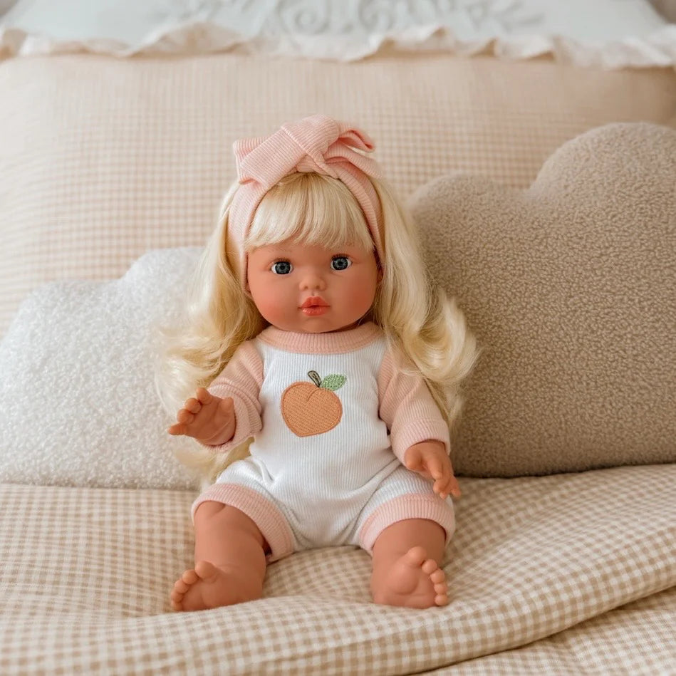COMING SOON Doll Clothing - Peaches & Cream Romper + Bow