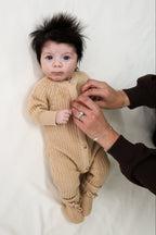 Signature Organic Chunky Knit Romper - Biscuit