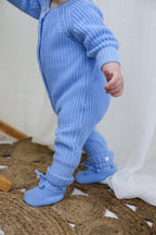 Organic Knitted Booties - Bluebell