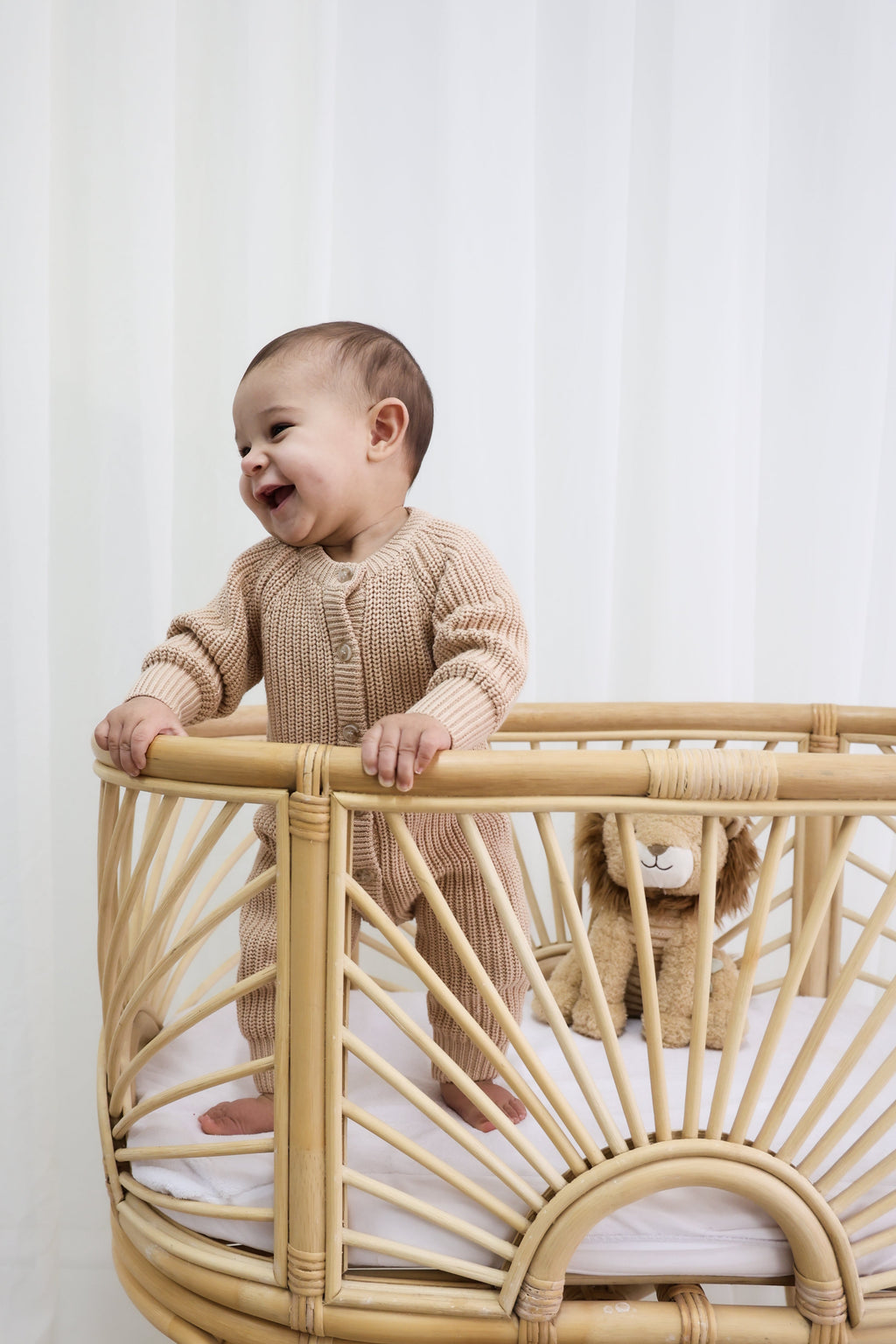 Signature Organic Chunky Knit Romper - Biscuit
