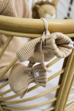 Organic Knitted Booties - Biscuit