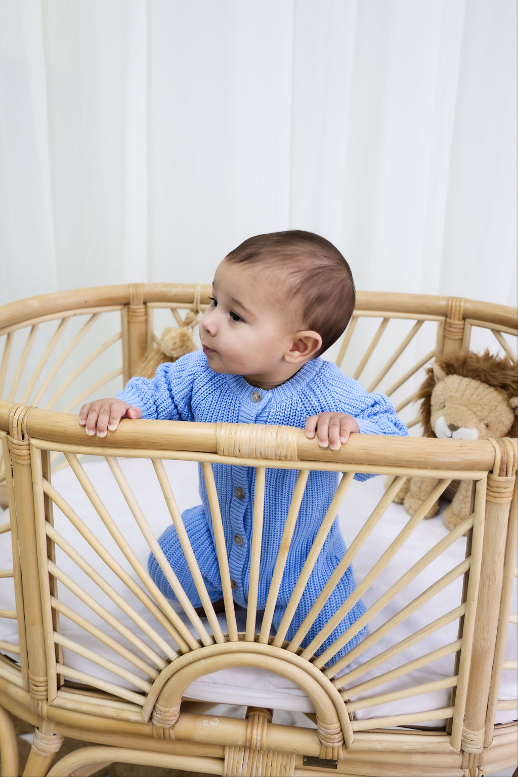 Signature Organic Chunky Knit Romper - Bluebell