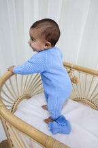 Signature Organic Chunky Knit Romper - Bluebell