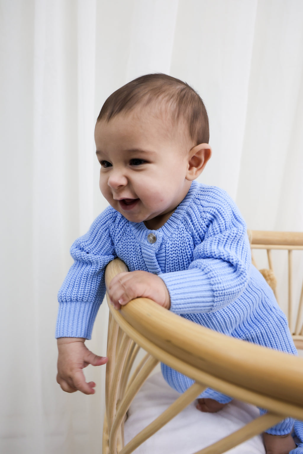 Signature Organic Chunky Knit Romper - Bluebell