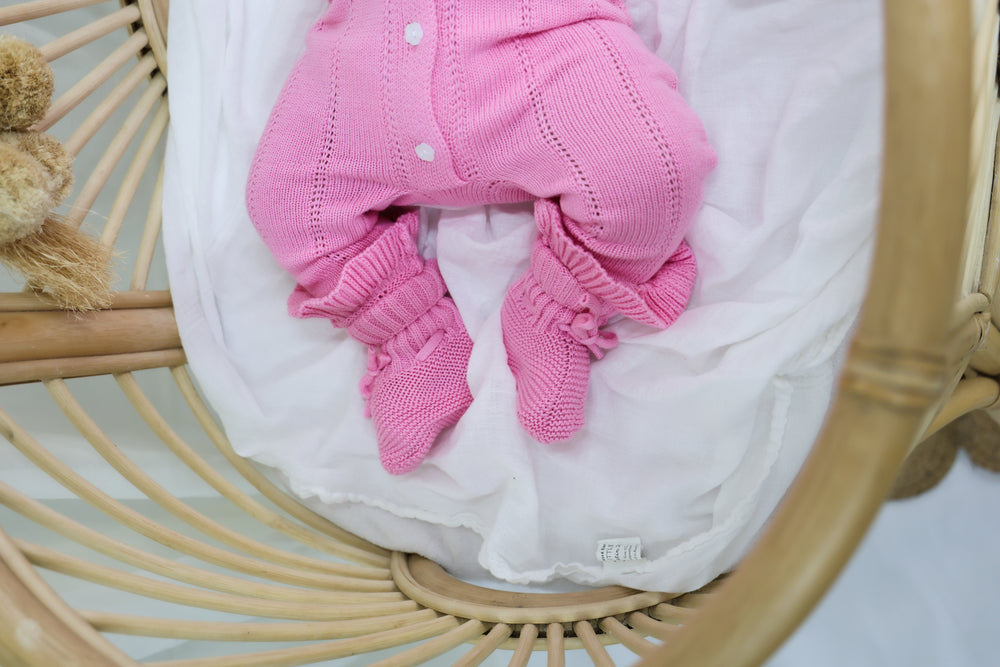 Organic Knitted Booties - Blossom