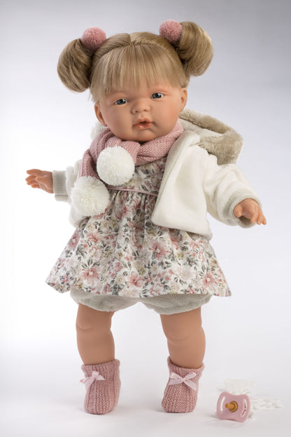 Llorens Doll Outfit Floral Dress Pink Scarf