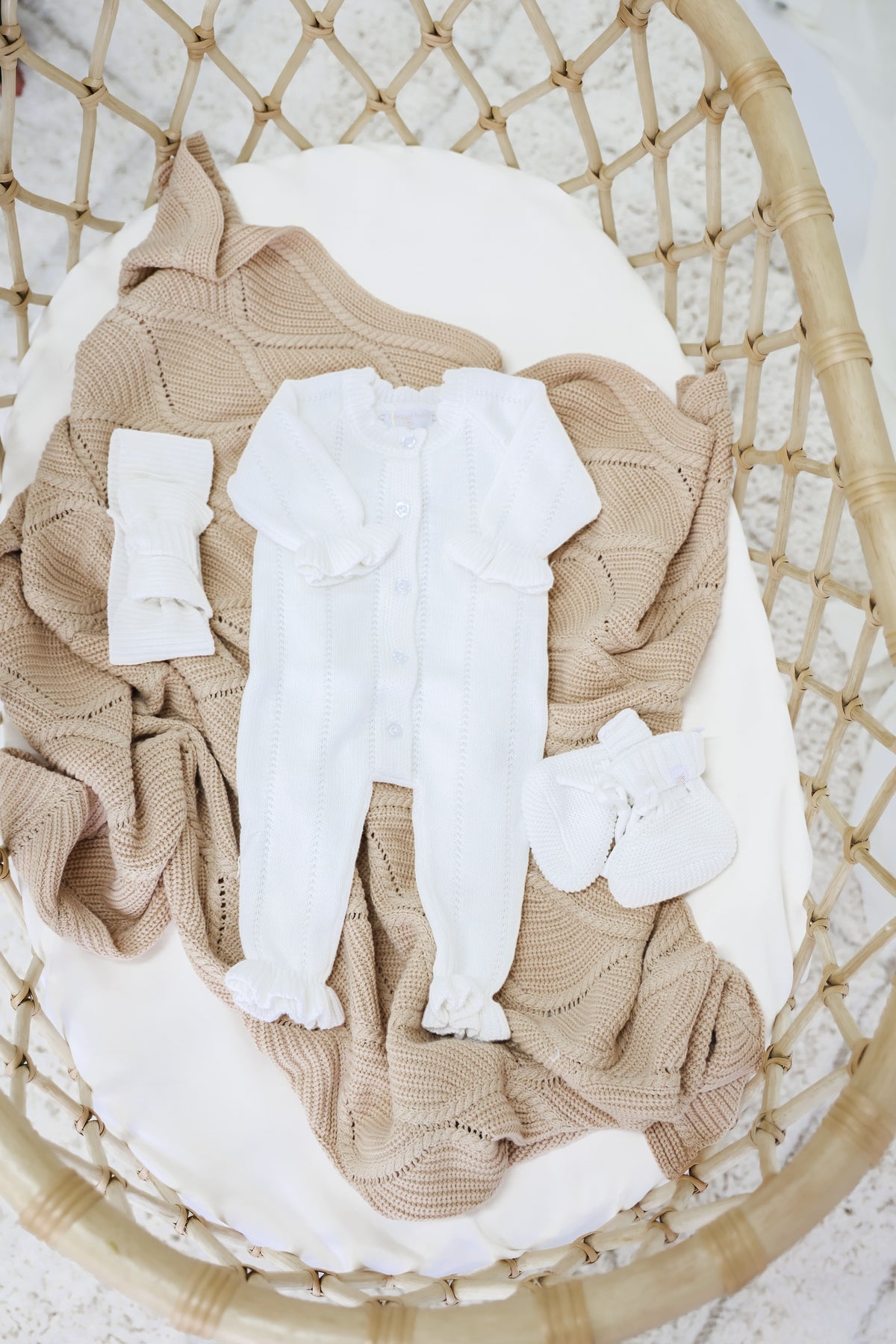 Signature Organic Knit Blanket - Biscuit