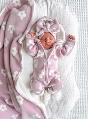 Lola Sherpa Hooded Romper Orchid