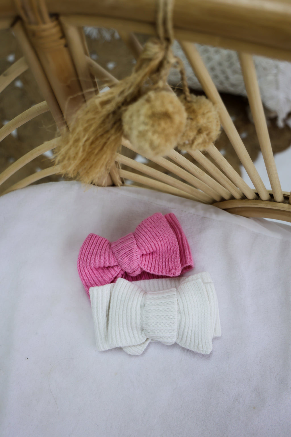 Organic Knitted Headband Bow - Blossom