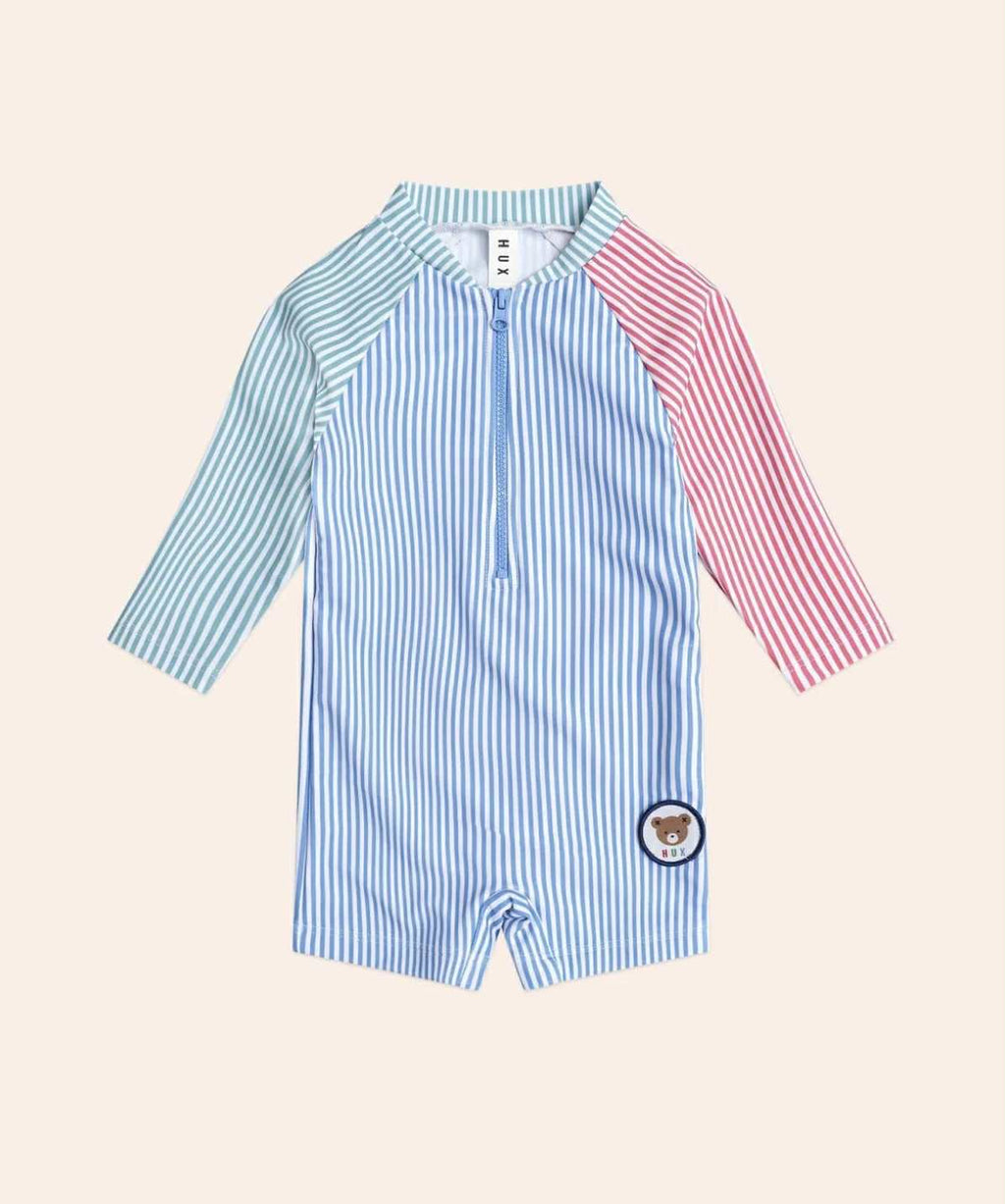 Spliced Stripe Swimsuit Shortie