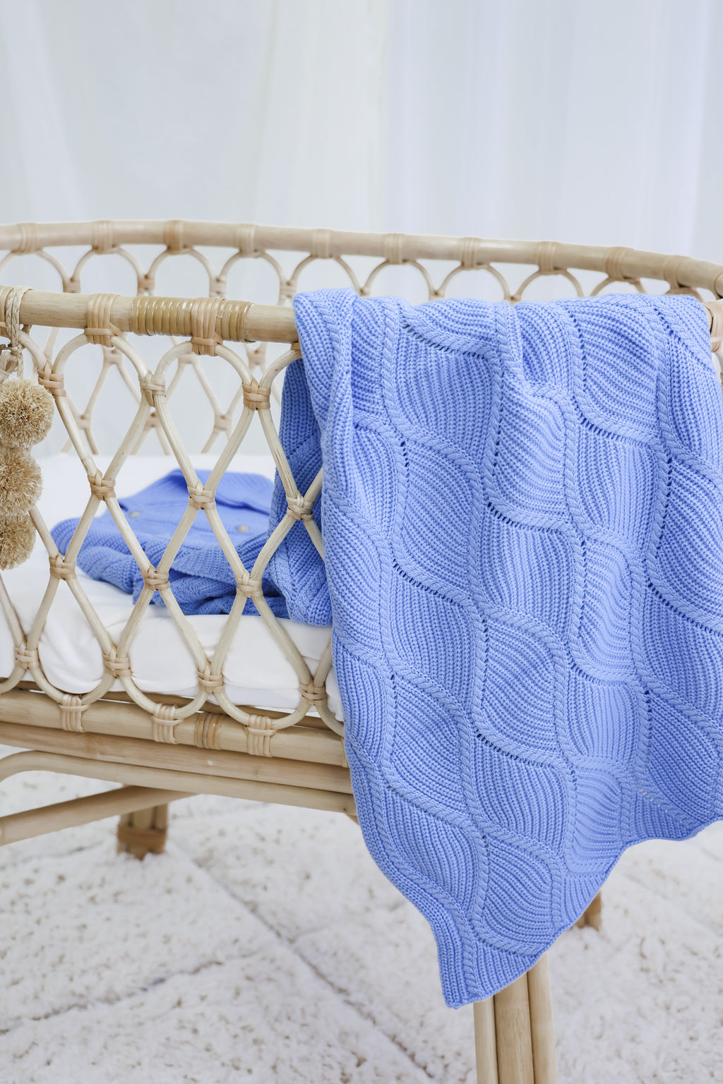 Signature Organic Knit Blanket - Bluebell
