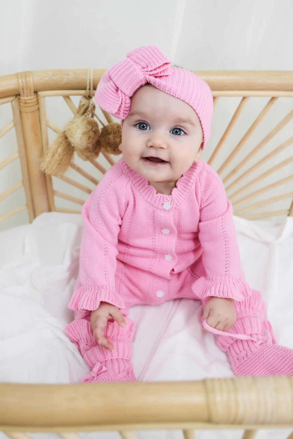 Organic Knitted Headband Bow - Blossom
