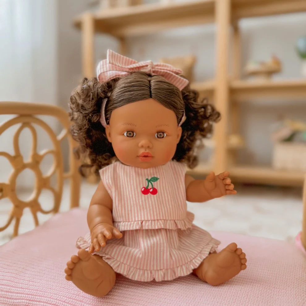COMING SOON Doll Clothing - Pink & Ivory Frilled Three-Piece Set with Cherries