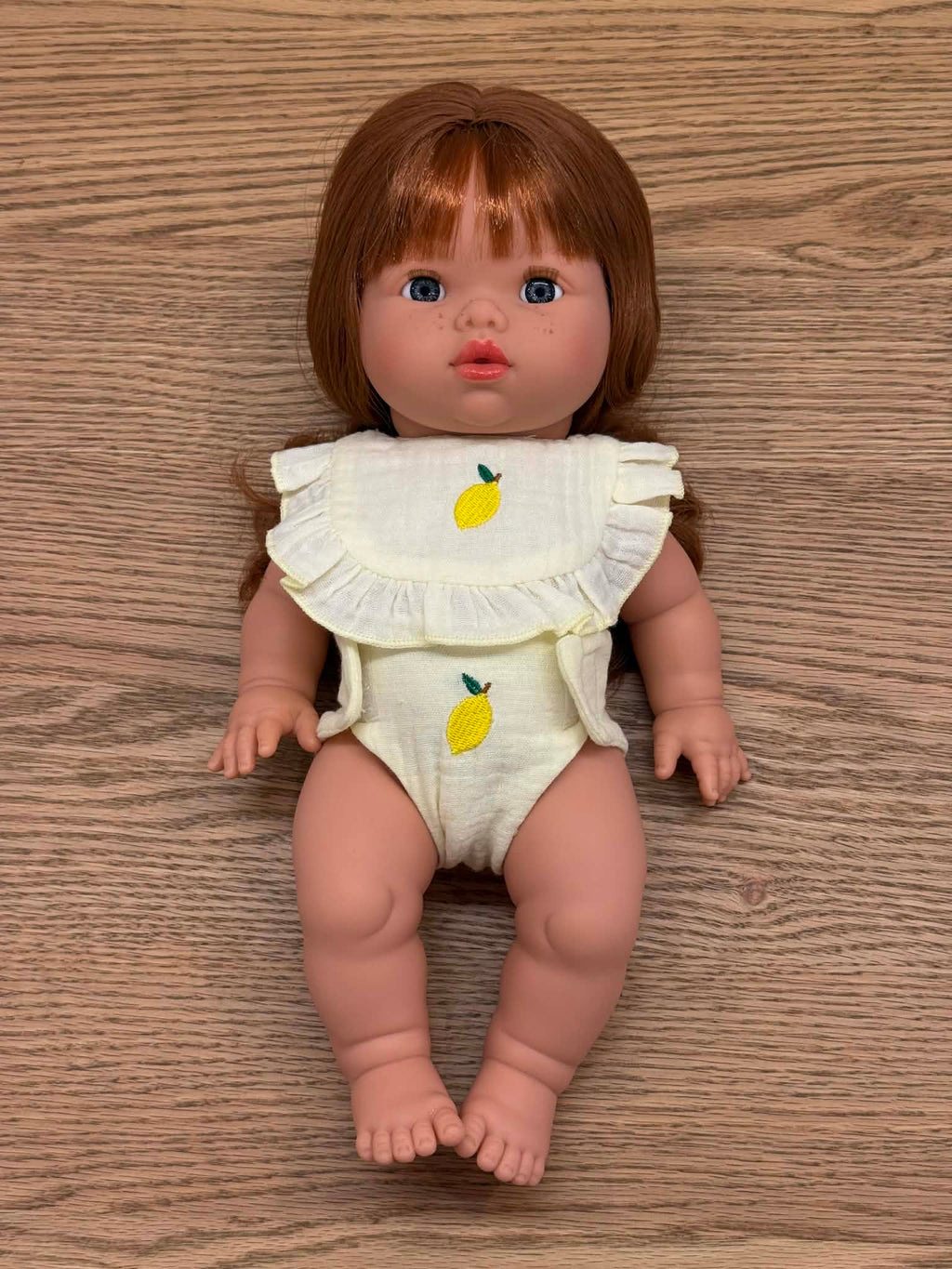 🍋 Lemon Frilled Bib & Diaper Doll Set