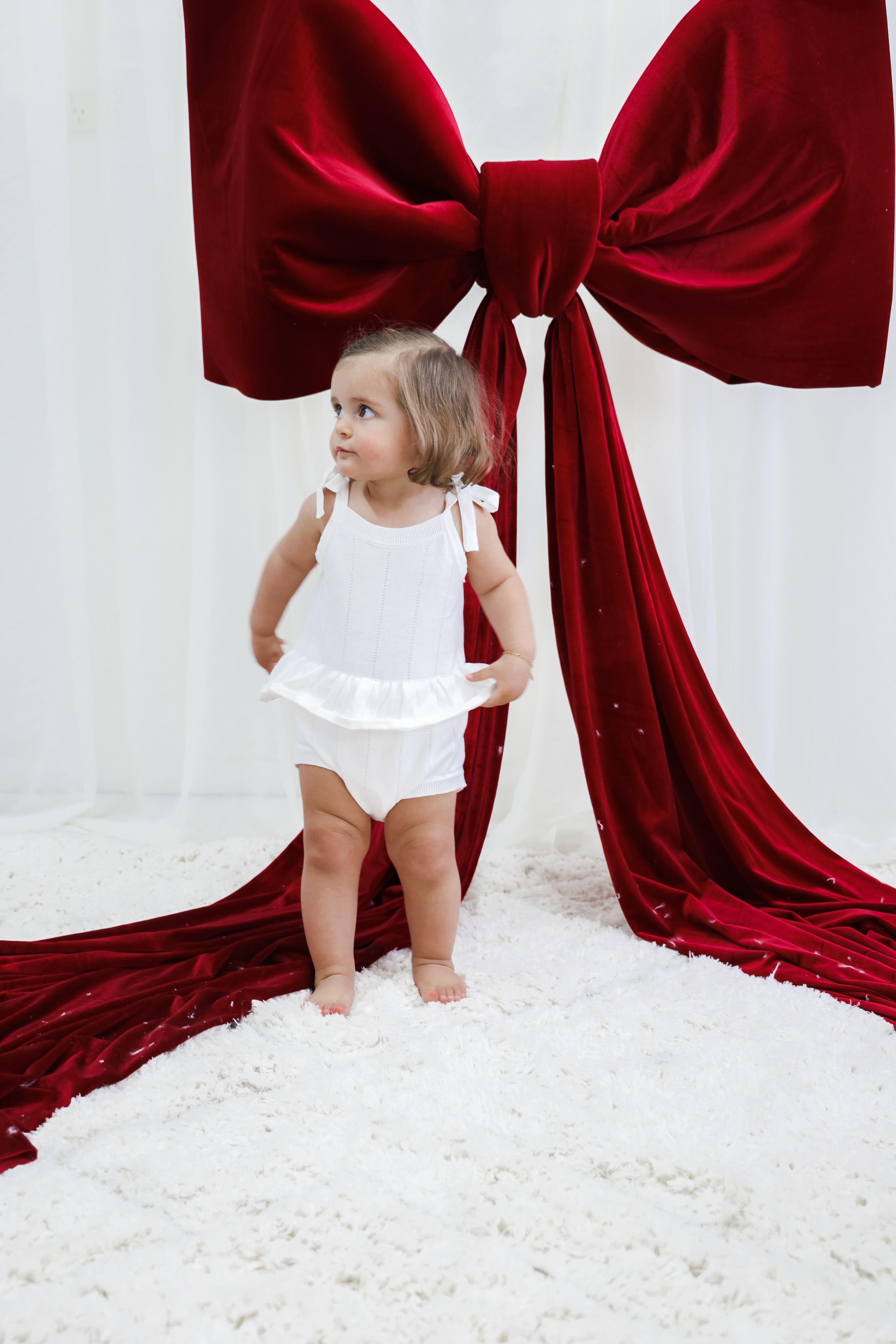 Peplum Knit Romper - Pearl White | PREORDER