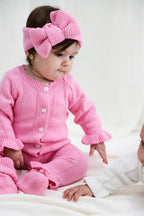 Organic Knitted Headband Bow - Blossom