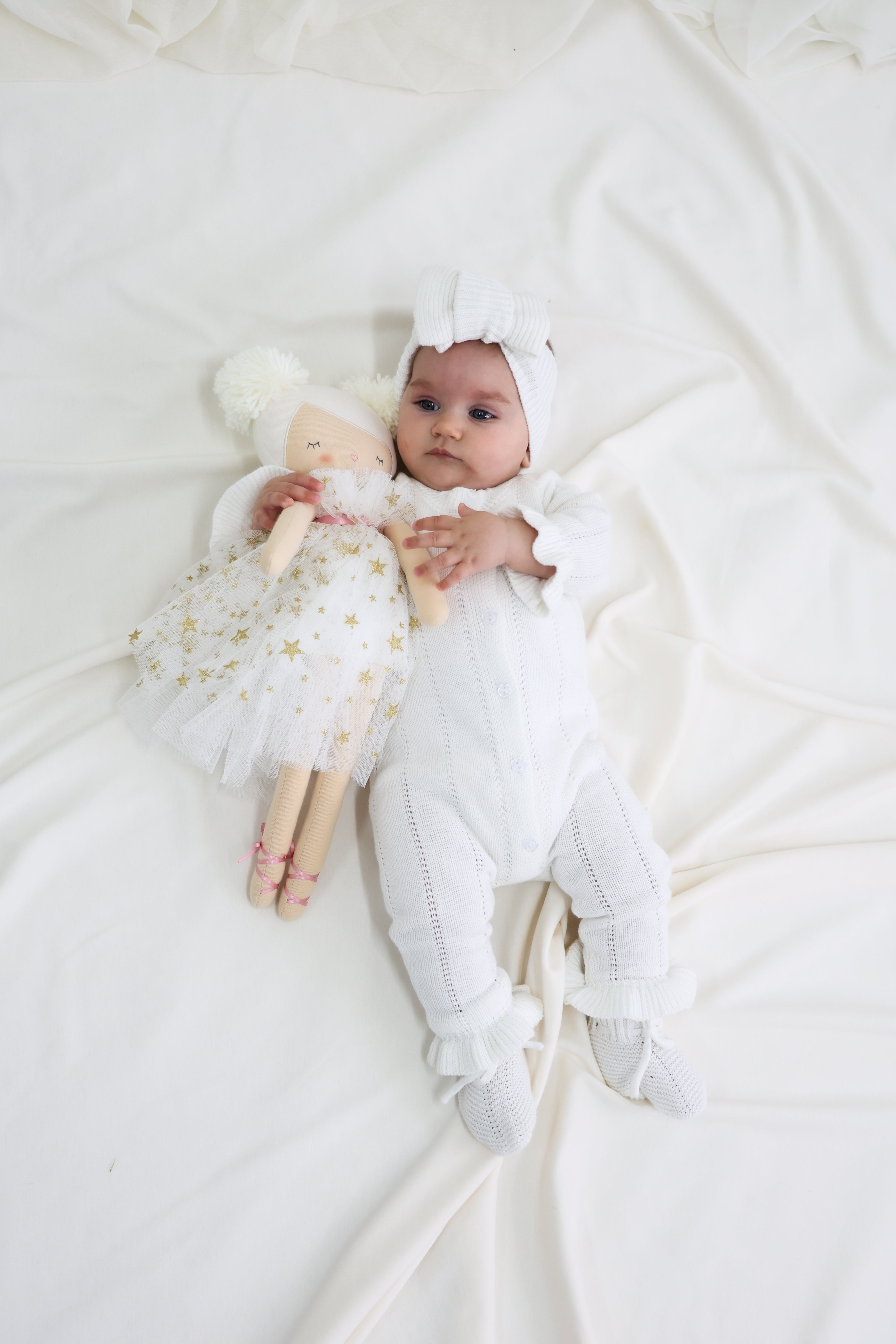 Organic Knitted Booties - Pearl White