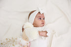 Organic Knitted Headband Bow - Pearl White