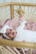 Organic Knitted Headband Bow - Pearl White