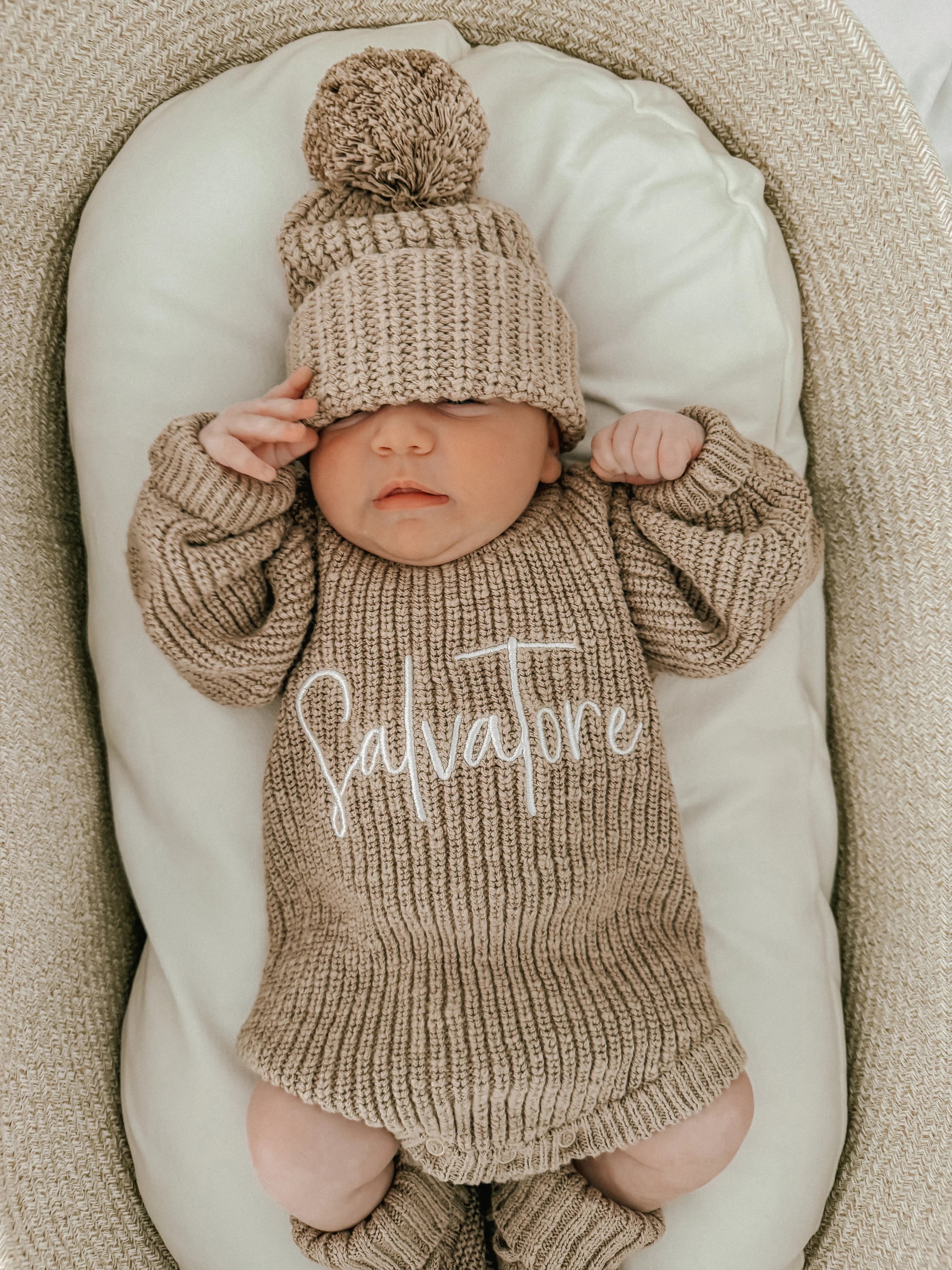 Chunky Textured Knit Beanie | Brown